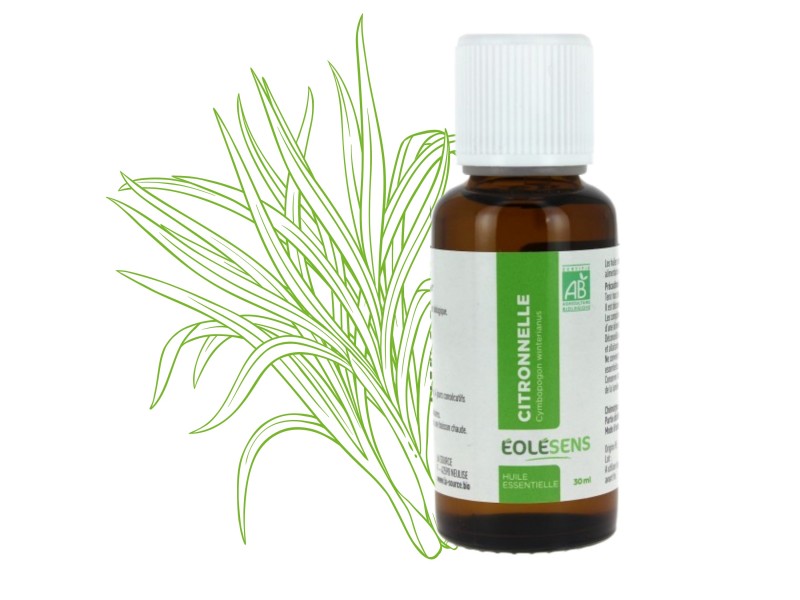 Huile essentielle de Citronnelle Bio - 30 ml - Cymbopogon - EOLESENS