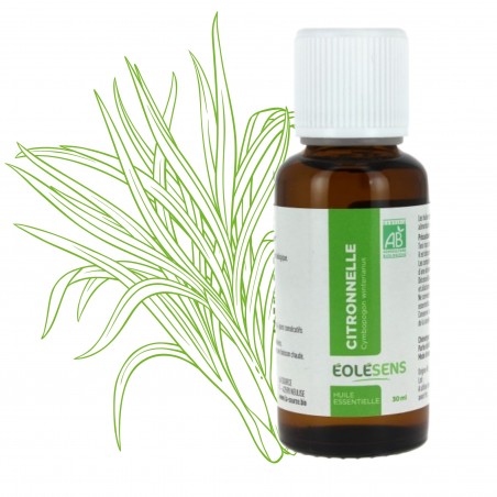 Huile essentielle de Citronnelle Bio - 30 ml - Cymbopogon - EOLESENS